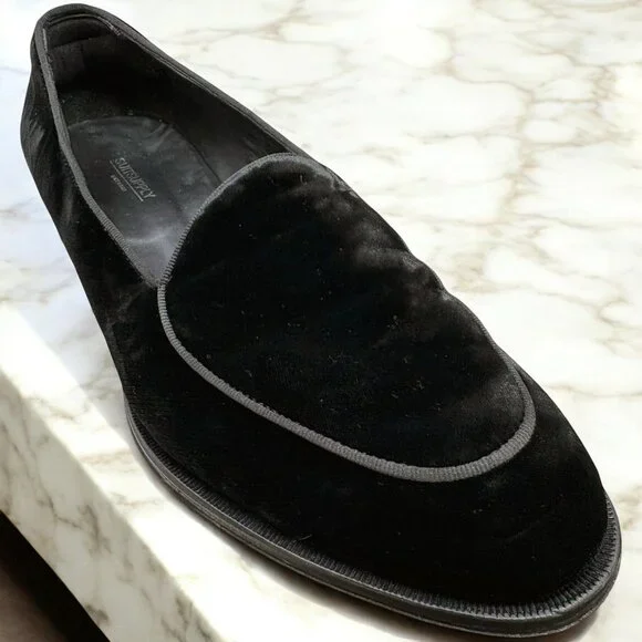 Suitsupply Black‎ Cotton Velvet Tuxedo Slip On Loafers